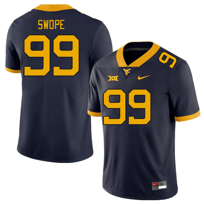 Men #99 Ronan Swope West Virginia Mountaineers College Football Jerseys Stitched Sale-Navy